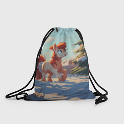 Рюкзак-мешок Лошадка любуется елкой, цвет: 3D-принт