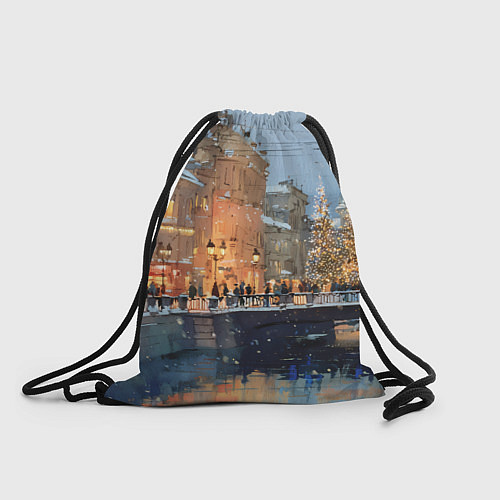 Мешок для обуви Снежный вечер в Питере / 3D-принт – фото 1