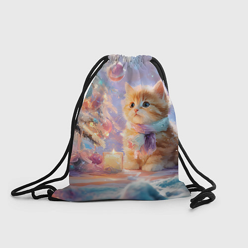 Мешок для обуви Маленький котенок встречает Новый год / 3D-принт – фото 1