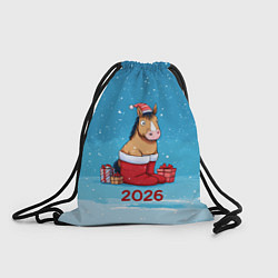 Рюкзак-мешок Лошадь в сапогах Санты, цвет: 3D-принт