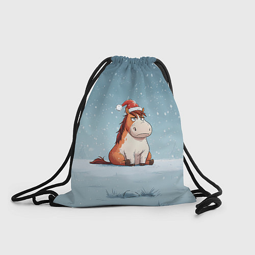 Мешок для обуви Лошадь сидит на снегу / 3D-принт – фото 1