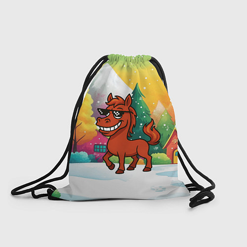 Мешок для обуви Красная лошадка в очках подмигивает 2026 / 3D-принт – фото 1