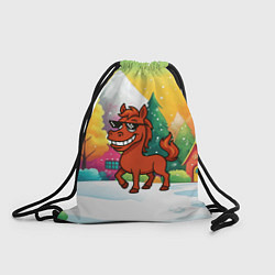 Рюкзак-мешок Красная лошадка в очках подмигивает 2026, цвет: 3D-принт