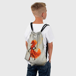 Рюкзак-мешок Красная огненная лошадка походка по подиуму, цвет: 3D-принт — фото 2
