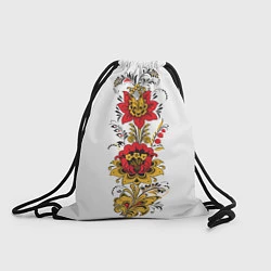 Рюкзак-мешок Хохлома: цветы, цвет: 3D-принт