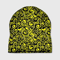 Шапка Желтые узоры, цвет: 3D-принт