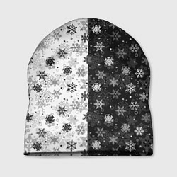 Шапка Чёрно-Белые Снежинки, цвет: 3D-принт