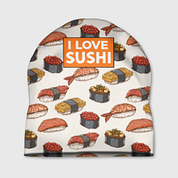 Шапка I love sushi Я люблю суши, цвет: 3D-принт