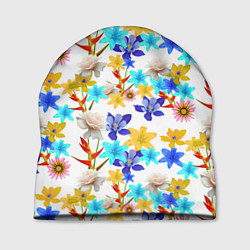 Шапка Узор из весенних цветов, цвет: 3D-принт