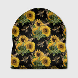 Шапка Fashion Sunflowers and bees, цвет: 3D-принт