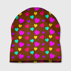 Шапка Сердечки разноцветные, цвет: 3D-принт
