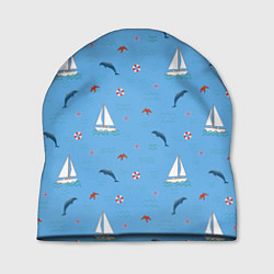 Шапка Море, дельфины, парусник, цвет: 3D-принт