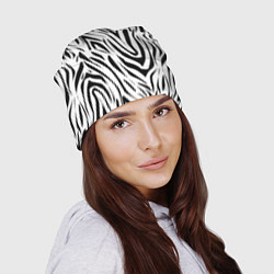 Шапка Черно-белая зебра, цвет: 3D-принт — фото 2