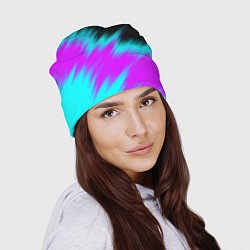 Шапка НЕОНОВЫЕ ПОЛОСЫ И НИЧЕГО ЛИШНЕГО NEON STRIPES, цвет: 3D-принт — фото 2
