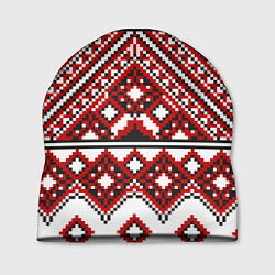 Шапка Русский узор, геометрическая вышивка, цвет: 3D-принт