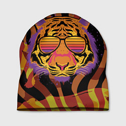 Шапка Крутой тигр в очках ретро, цвет: 3D-принт