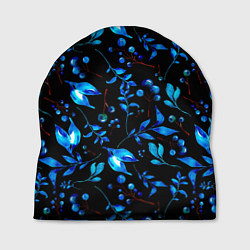 Шапка Ночные синие листья, цвет: 3D-принт