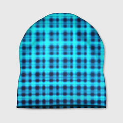 Шапка Неоновый узор в клеточку Голубая клетка Светящиеся, цвет: 3D-принт