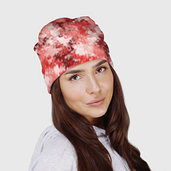 Шапка Спортивный камуфляж Пикси - Гранат, цвет: 3D-принт — фото 2