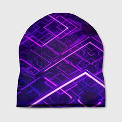 Шапка Неоновые ромбы в абстракции - Фиолетовый, цвет: 3D-принт