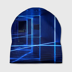 Шапка Неоновый абстрактный коридор - Синий, цвет: 3D-принт