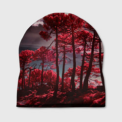 Шапка Абстрактные красные деревья и облака, цвет: 3D-принт