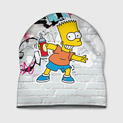 Шапка Барт Симпсон на фоне стены с граффити