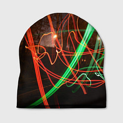 Шапка Абстрактные улица и зелёно-красные лучи, цвет: 3D-принт
