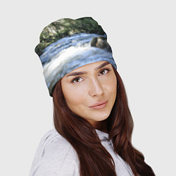 Шапка Течёт река в лесу, цвет: 3D-принт — фото 2