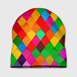 Шапка Цветные лоскуты - пэчворк, цвет: 3D-принт