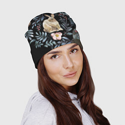 Шапка Новогодний кролик - Веточки и цветочки, цвет: 3D-принт — фото 2