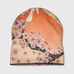 Шапка Ветка цветущей сакуры и вулкан, цвет: 3D-принт