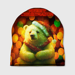 Шапка Merry Christmas белый медвежонок, цвет: 3D-принт