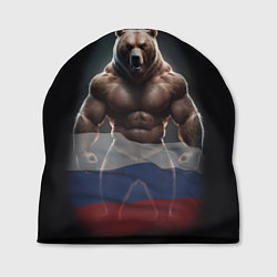 Шапка Патриотичный медведь с российским флагом