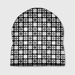 Шапка Черно-белый геометрический мелкий узор, цвет: 3D-принт