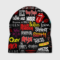 Шапка Логотипы рок групп цветные, цвет: 3D-принт