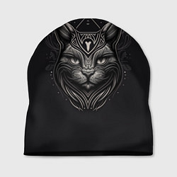 Шапка Чёрно-белый орнамент кота, цвет: 3D-принт