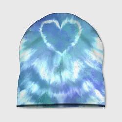 Шапка Сердце - тай-дай - голубой, цвет: 3D-принт