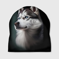 Шапка Собака Хаски с голубыми глазами, цвет: 3D-принт