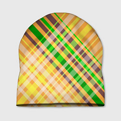 Шапка Желто-зеленый геометрический ассиметричный узор, цвет: 3D-принт