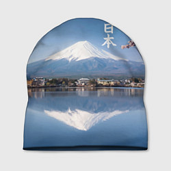 Шапка Цветущая сакура на фоне Фудзиямы - Япония, цвет: 3D-принт