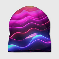 Шапка Розовые и фиолетовые неоновые волны, цвет: 3D-принт