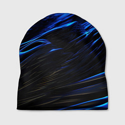Шапка Черные синие волны абстракция, цвет: 3D-принт