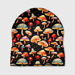 Шапка Разноцветный грибной паттерн, цвет: 3D-принт