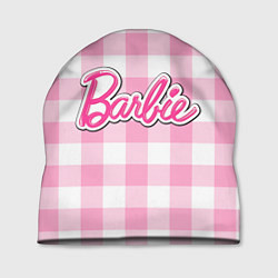 Шапка Барби лого розовая клетка, цвет: 3D-принт