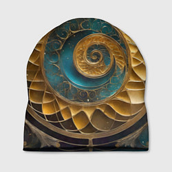 Шапка Синий золотой водоворот декоративный орнамент, цвет: 3D-принт