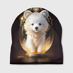 Шапка Белый медвежонок с фонариками, цвет: 3D-принт