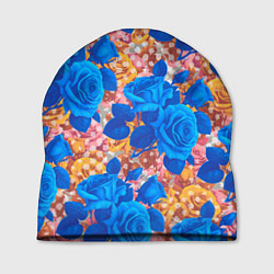 Шапка Цветочный разноцветный узор с розами, цвет: 3D-принт