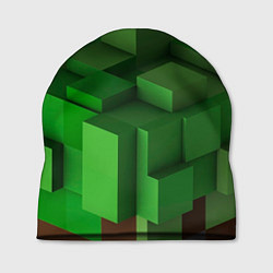 Шапка Зелёный блоковый паттерн, цвет: 3D-принт