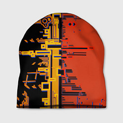 Шапка Кибер-глитч красный, цвет: 3D-принт